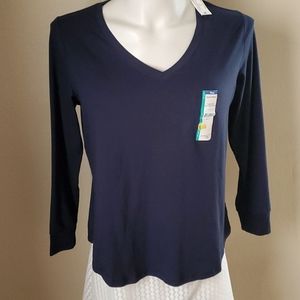 NWT Terra&Sky V-neck Tee dark blue sz 14W